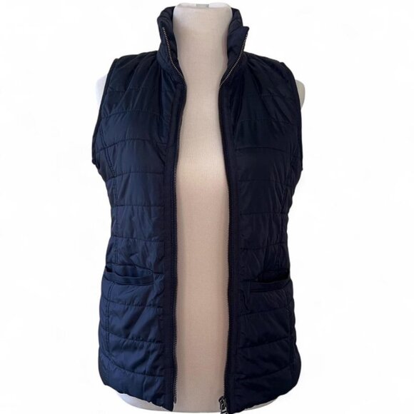 Banana Republic Quilted Vest XS Navy Blue Zip Puffer Warm Minimalist Outdoor - Picture 1 of 8